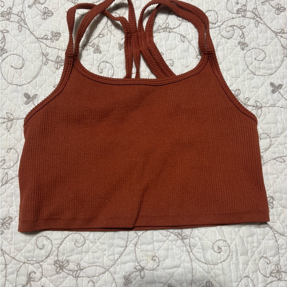 Forever 21 Ribbed Double-Strap Rust Orange Tank Top